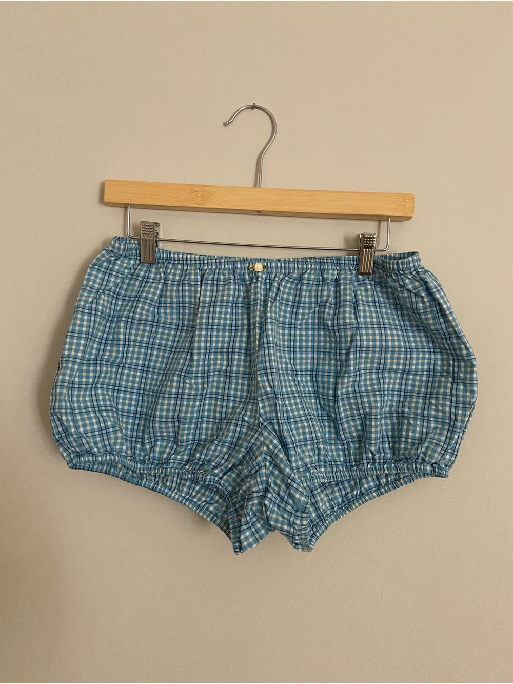 wild fable Blue Plaid Elastic Waist Bubble Shorts